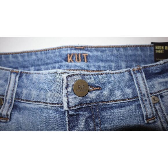 KUT From The Kloth Women's Sz 6 Blue High-Rise Distressed Denim Shorts $79 - Picture 3 of 6
